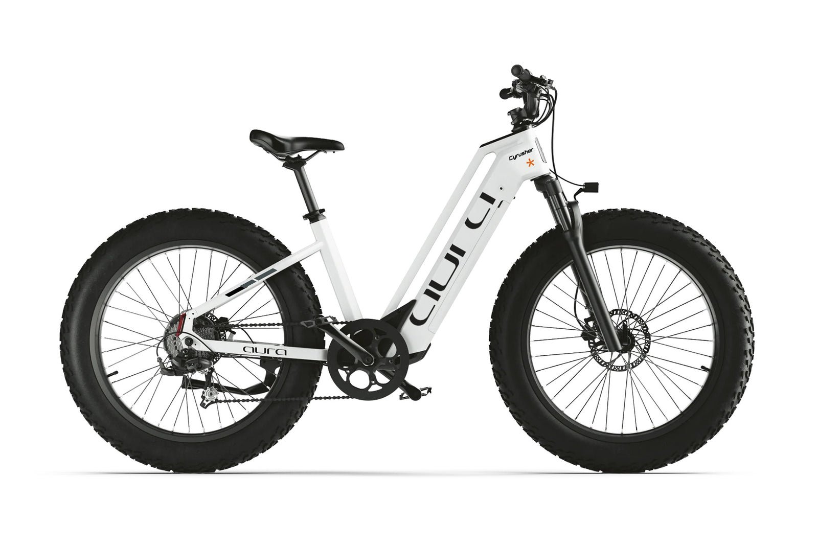 CyrusherAuraStep-ThroughFatTireE-Bike-White-1 CyrusherAuraStep ThroughFatTireE Bike White